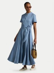 Polo Ralph Lauren Sukienka koszulowa 211972054001 Błękitny Regular Fit. Niebieskie sukienki damskie Polo Ralph Lauren, bez wzorów, ze lnu, bez ramiączek. Za 1,149.00 zł.