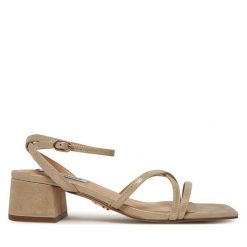 Sandały Steve Madden. Brązowe sandały damskie Steve Madden, bez wzorów, bez obcasa, na słupku, bez zapięcia. Za 429.99 zł.