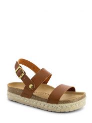 BACKSUN Skórzane sandały "Diadema" w kolorze jasnobrązowym rozmiar: 38. Brązowe sandały damskie Backsun, bez wzorów, z otwartym noskiem, bez obcasa, na koturnie, bez zapięcia. Za 194.61 zł.