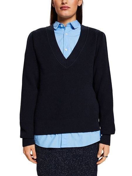 ESPRIT Sweter w kolorze granatowym rozmiar: XXS. Niebieskie swetry klasyczne damskie ESPRIT, xxs, ze splotem, bez kołnierzyka. Za 43.68 zł.