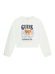 Guess Bluza J6GQ00 KA6R4 Biały Relaxed Fit. Białe bluzy dziewczęce Guess, z aplikacjami, z bawełny, bez ramiączek, bez kaptura. Za 209.99 zł.