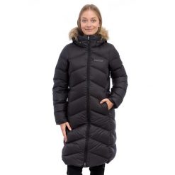 Płaszcz puchowy damski Montreaux. Czarne płaszcze damskie Marmot, s, bez wzorów, z puchu, bez kaptura. Za 1,442.15 zł.