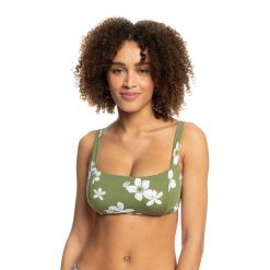 Góra od stroju kąpielowego ROXY Retro. Zielone bikini Roxy, bez wzorów. Za 89.99 zł.
