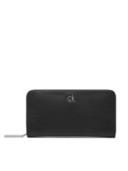 Calvin Klein Portfel Ck Re-Lock Large Zip Around LV04F1034G Czarny. Czarne portfele damskie Calvin Klein, bez wzorów, ze skóry. Za 219.99 zł.