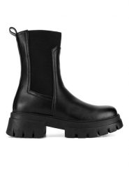 DeeZee Botki HY13030-7 Czarny. Czarne botki damskie DeeZee, z materiału, bez obcasa, na słupku, bez zapięcia. Za 179.99 zł.