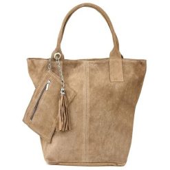 Shopperka skórzana VERA PELLE taupe T49. Shopper bag bez wzorów, ze skóry, bez dodatków. Za 208.99 zł.