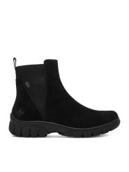 Rieker Botki CEO-Z7269-00 Czarny. Czarne botki damskie Rieker, ze skóry, bez obcasa, na płaskiej podeszwie, bez zapięcia. Za 429.99 zł.