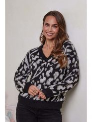 Soft Cashmere Sweter w kolorze czarno-szarym rozmiar: 38/40. Czarne swetry klasyczne damskie Soft Cashmere, z kaszmiru, bez kołnierzyka. Za 146.15 zł.