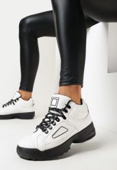 Białe Sneakersy na Platformie Aonari. Białe obuwie sportowe damskie Born2be, bez zapięcia. Za 49.99 zł.