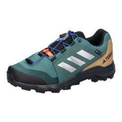 Adidas Terrex JR buty trekkingowe zielone. Białe obuwie trekkingowe damskie Adidas, z materiału, bez zapięcia. Za 428.45 zł.