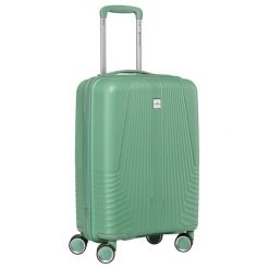 Kabinowa, zielona walizka podróżna z teleskopowym uchwytem Peterson PTN PP-09-W. Zielone walizki Peterson, bez wzorów. Za 154.99 zł.