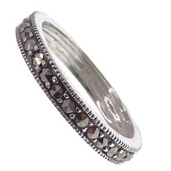 EDNA Srebrny pierścionek z markazytami, obrączka. Szare pierścionki damskie Braccatta, z markazytem, srebrne. Za 99.00 zł.