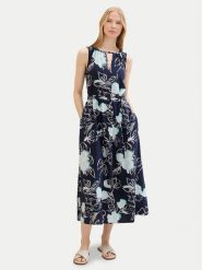 Tom Tailor Sukienka letnia 1041530 Granatowy Regular Fit. Niebieskie sukienki damskie Tom Tailor, bez wzorów, z lyocellu, bez ramiączek. Za 379.99 zł.