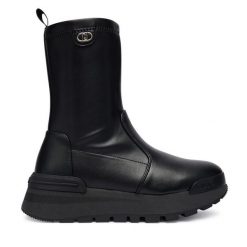 Botki Liu Jo. Czarne botki damskie Liu Jo, bez obcasa, na płaskiej podeszwie, bez zapięcia. Za 799.99 zł.