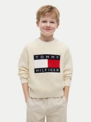 Tommy Hilfiger Sweter Heritage KB0KB10071 Beżowy jasny Regular Fit. Brązowe swetry chłopięce Tommy Hilfiger, z syntetyku, bez kołnierzyka. Za 369.99 zł.