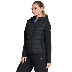 Kurtka sportowa damska GO Shield Performance Elite Hooded Jacket. Czarne kurtki sportowe damskie Skechers, s, bez wzorów, z materiału, z kapturem. Za 259.99 zł.