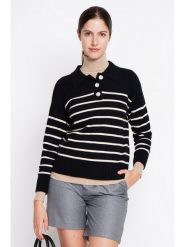 ASSUILI Sweter w kolorze czarno-białym rozmiar: 34. Białe swetry klasyczne damskie Assuili, bez kołnierzyka. Za 113.99 zł.