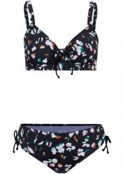 Bikini minimizer (2 części) z wiązanymi troczkami. Czarne bikini bonprix, bez wzorów. Za 129.99 zł.