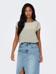 ONLY Bluzka w kolorze jasnozielono-beżowym rozmiar: 42. Zielone bluzki damskie Only, bez wzorów, bez kołnierzyka, bez ramiączek. Za 47.95 zł.