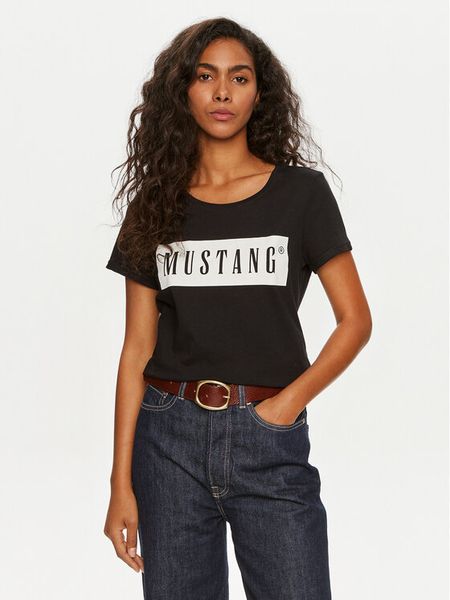 Mustang T-Shirt Alma 1013932 Czarny Regular Fit. Czarne t-shirty damskie Mustang, m, bez wzorów, z bawełny, bez kołnierzyka. Za 59.99 zł.