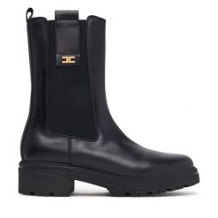 Botki Elisabetta Franchi. Czarne botki damskie Elisabetta Franchi, bez obcasa, na płaskiej podeszwie, bez zapięcia. Za 1,114.00 zł.