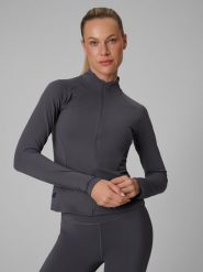 4F Bluza treningowa slim bez kaptura damska - szara M. Szare kardigany damskie 4F, m, bez wzorów. Za 179.99 zł.