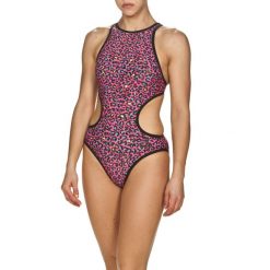 Strój kąpielowy damski jednoczęściowy sportowy na basen Arena Leopard. Czerwone stroje jednoczęściowe Arena, bez wzorów. Za 171.98 zł.