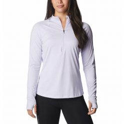 Koszulka z długim rękawem damska Columbia Endless Trail 1/2 Zip Mesh Long Sleeve. Fioletowe bluzki damskie Columbia, m, bez wzorów, z meshu, bez kołnierzyka, bez ramiączek. Za 299.00 zł.