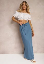 Niebieska Spódnica z Gumką w Talii Tiamantee. Niebieskie spódnice damskie Renee, na lato, l, bez wzorów, z materiału, maxi. Za 64.99 zł.
