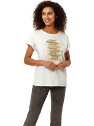 Heine Koszulka w kolorze kremowym rozmiar: 36. Brązowe koszulki damskie Heine, bez wzorów, bez kołnierzyka, bez ramiączek. Za 48.05 zł.