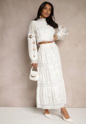 Biała Haftowana Bawełniana Spódnica Ozdobiona Chwostami Eleamelia. Białe spódnice damskie Renee, na co dzień, m, z aplikacjami, z bawełny, boho, maxi. Za 69.99 zł.