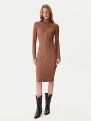 Just Cavalli Sukienka codzienna 79PAO905 J0251 Brązowy Slim Fit. Brązowe sukienki damskie Just Cavalli, bez wzorów, z syntetyku, bez ramiączek. Za 839.99 zł.