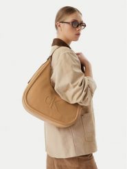 Calvin Klein Torebka Bold Ck Crescent LV04F3427G Beżowy. Brązowe torebki klasyczne damskie Calvin Klein, ze skóry, bez dodatków. Za 529.99 zł.