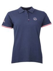 Peak Mountain Koszulka polo w kolorze granatowym rozmiar: L. Niebieskie bluzki damskie Peak Mountain, l, bez wzorów, bez kołnierzyka, bez ramiączek. Za 87.81 zł.