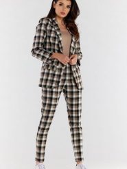 Żakiet Model A491 Brown/Beige - awama. Brązowe marynarki i żakiety damskie Awama, l, bez wzorów, z elastanu, eleganckie. Za 392.26 zł.