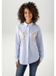 Aniston Koszula w kolorze błękitno-białym rozmiar: 38. Białe koszule damskie Aniston, bez wzorów, z bawełny, bez kołnierzyka, bez ramiączek. Za 83.03 zł.