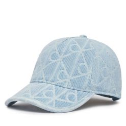Czapka z daszkiem Calvin Klein. Niebieskie czapki z daszkiem damskie Calvin Klein, bez wzorów, z denimu. Za 209.99 zł.