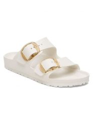 Birkenstock Klapki "Arizona Big Buckle" w kolorze białym rozmiar: 41. Białe klapki damskie Birkenstock, bez wzorów, z otwartym noskiem, bez obcasa, bez zapięcia. Za 240.95 zł.
