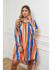 Plus Size Company Sukienka w kolorze pomarańczowo-niebieskim rozmiar: 42. Pomarańczowe sukienki damskie Plus Size Company, bez wzorów, klasyczne, bez ramiączek. Za 110.81 zł.