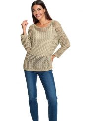 Heine Sweter w kolorze beżowym rozmiar: 38. Brązowe swetry klasyczne damskie Heine, z bawełny, bez kołnierzyka. Za 92.21 zł.