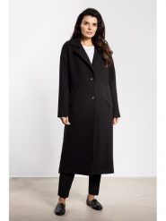 Awama Płaszcz w kolorze czarnym rozmiar: S. Czarne płaszcze damskie Awama, s, bez wzorów, z tkaniny, bez kaptura. Za 239.99 zł.