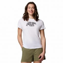 Koszulka techniczna damska Columbia Ruby Springs Graphic Fit Short Sleeve. Białe koszulki sportowe damskie Columbia, s, bez wzorów, bez ramiączek. Za 93.09 zł.