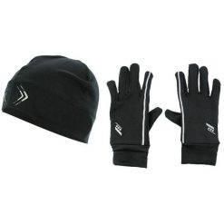 Zestaw Czapka I Rękawiczki Unisex Dla Dorosłych. Czarne czapki damskie Rucanor, bez wzorów, z materiału. Za 72.99 zł.