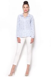 Niebieska Koszula Damska w Kolibry. Niebieskie koszule damskie Figl, xl, bez wzorów, z materiału, bez kołnierzyka, bez ramiączek. Za 189.00 zł.