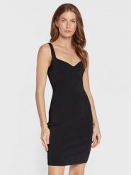 Guess Sukienka dzianinowa Mirage Anise W2YK0C Z2XY0 Czarny Slim Fit. Czarne sukienki damskie Guess, z aplikacjami, z dzianiny, bez ramiączek. Za 369.99 zł.