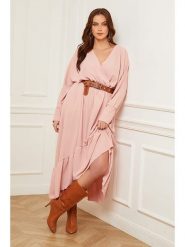 Plus Size Company Sukienka w kolorze jasnoróżowym rozmiar: 44. Różowe sukienki damskie Plus Size Company, bez wzorów, ze skóry, klasyczne, bez ramiączek. Za 87.40 zł.