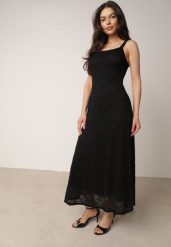 Czarna Taliowana Sukienka Koktajlowa z Koronki Ashelis. Czarne sukienki damskie Born2be, bez wzorów, z koronki, eleganckie, bez ramiączek. Za 199.99 zł.