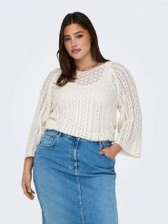 ONLY Carmakoma Sweter w kolorze kremowym rozmiar: M-46/48. Brązowe swetry klasyczne damskie Only Carmakoma, m, ze splotem, bez kołnierzyka. Za 109.78 zł.