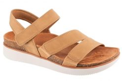 Sandały damskie, Lifted Comfort. Brązowe sandały damskie Skechers, bez wzorów, z materiału, bez obcasa, bez zapięcia. Za 189.99 zł.