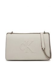 Calvin Klein Jeans Torebka Sculpted Ew Flap25 Shoulder Bag LV04K3035G Biały. Białe torebki wieczorowe damskie Calvin Klein Jeans, bez wzorów, z jeansu, bez dodatków. Za 359.99 zł.